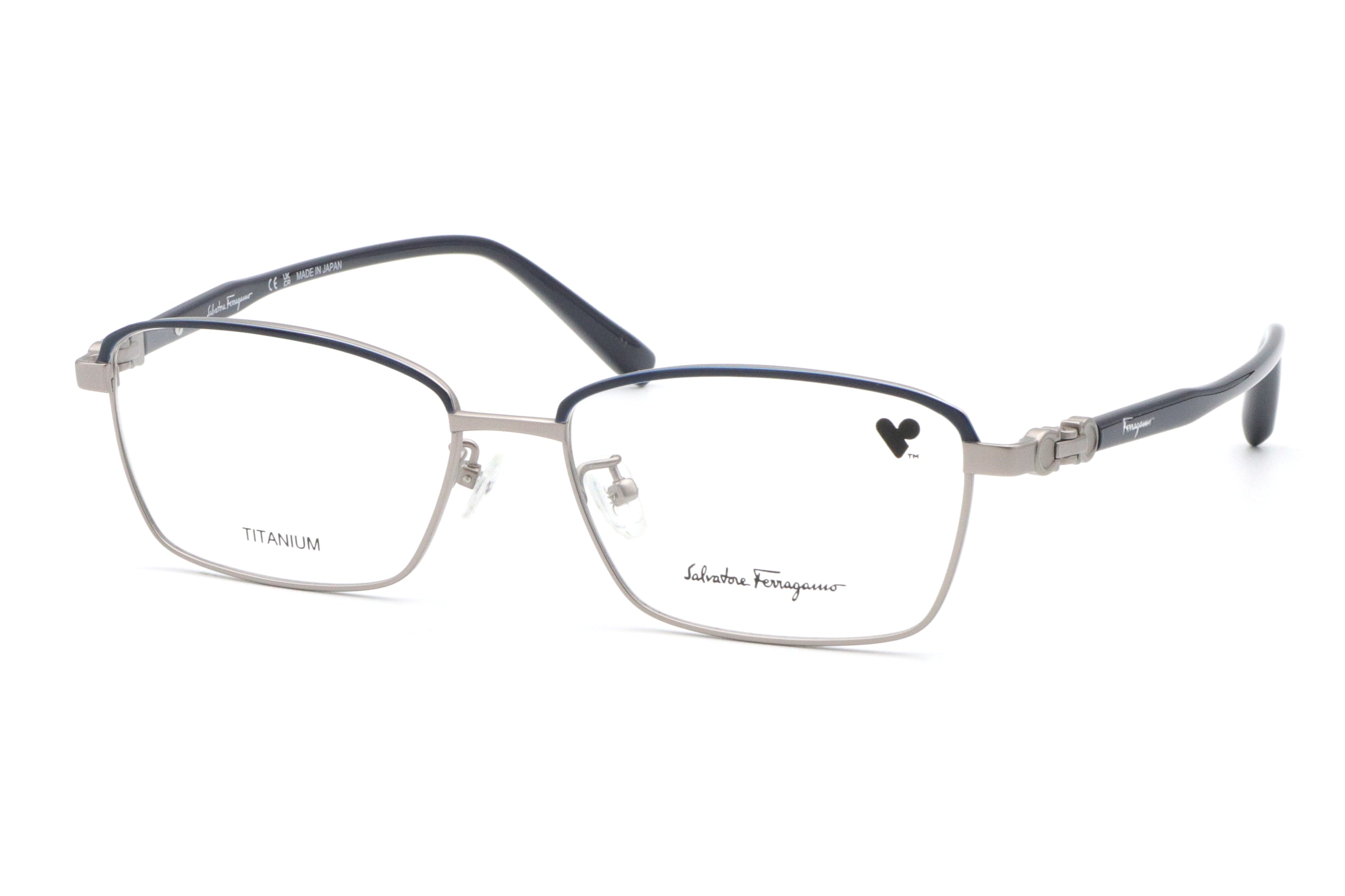 鯖江製】Ferragamo(フェラガモ) SF 2545A-463ネイビー/マットシルバー