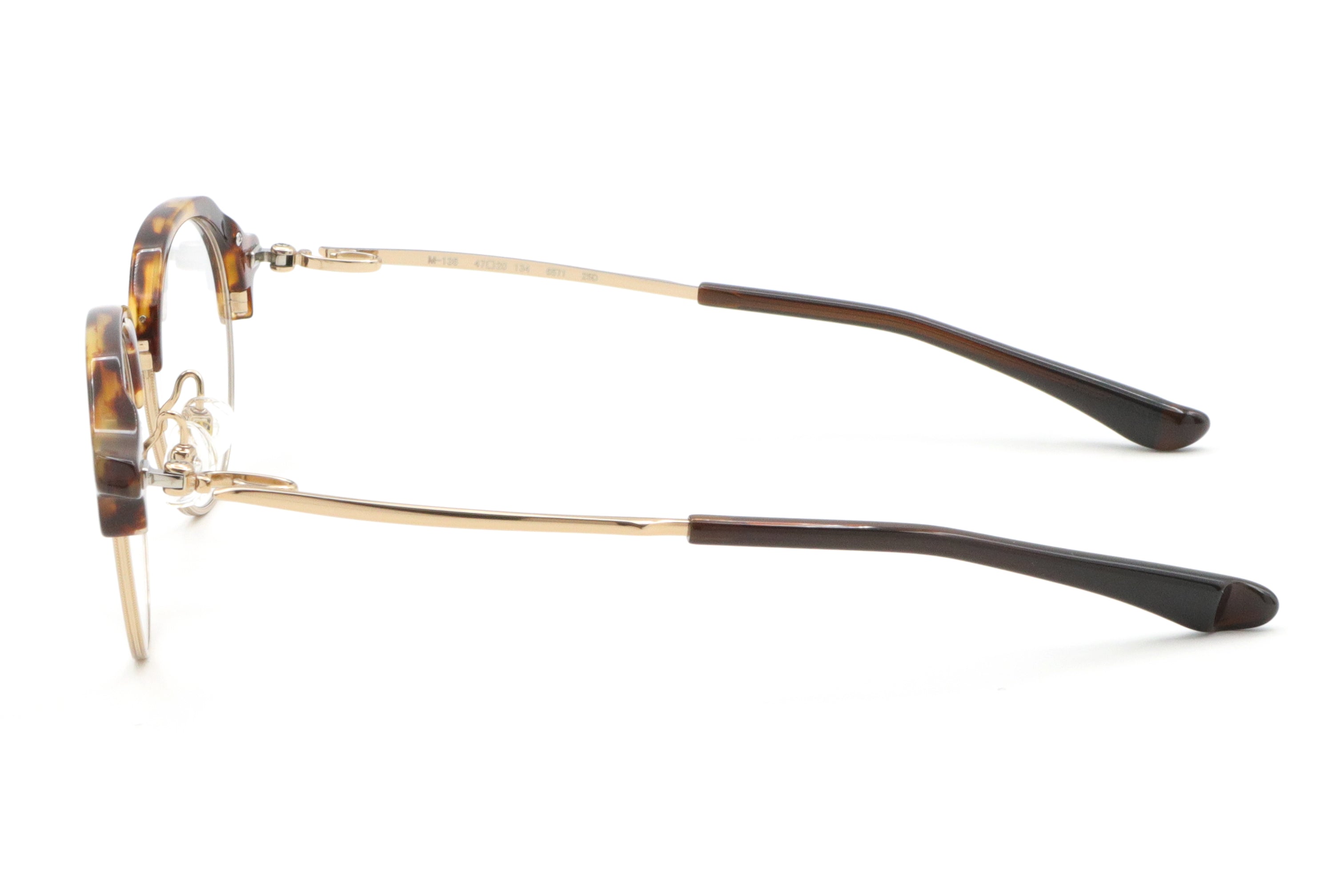 999.9 フォーナインズ　度入りメガネ 999.9(フォーナインズ) M-135-6571アンバーデミ/ホワイトゴールド(47