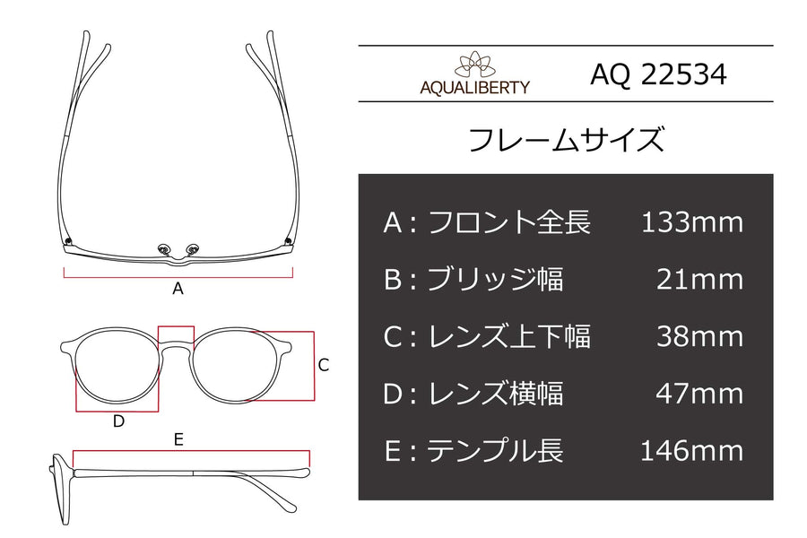 【鯖江製】AQUALIBERTY(アクアリバティ) AQ 22534-NVネイビー(47)