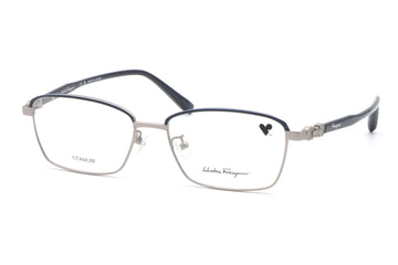 【鯖江製】Ferragamo(フェラガモ) SF 2545A-463ネイビー/マットシルバー(54)