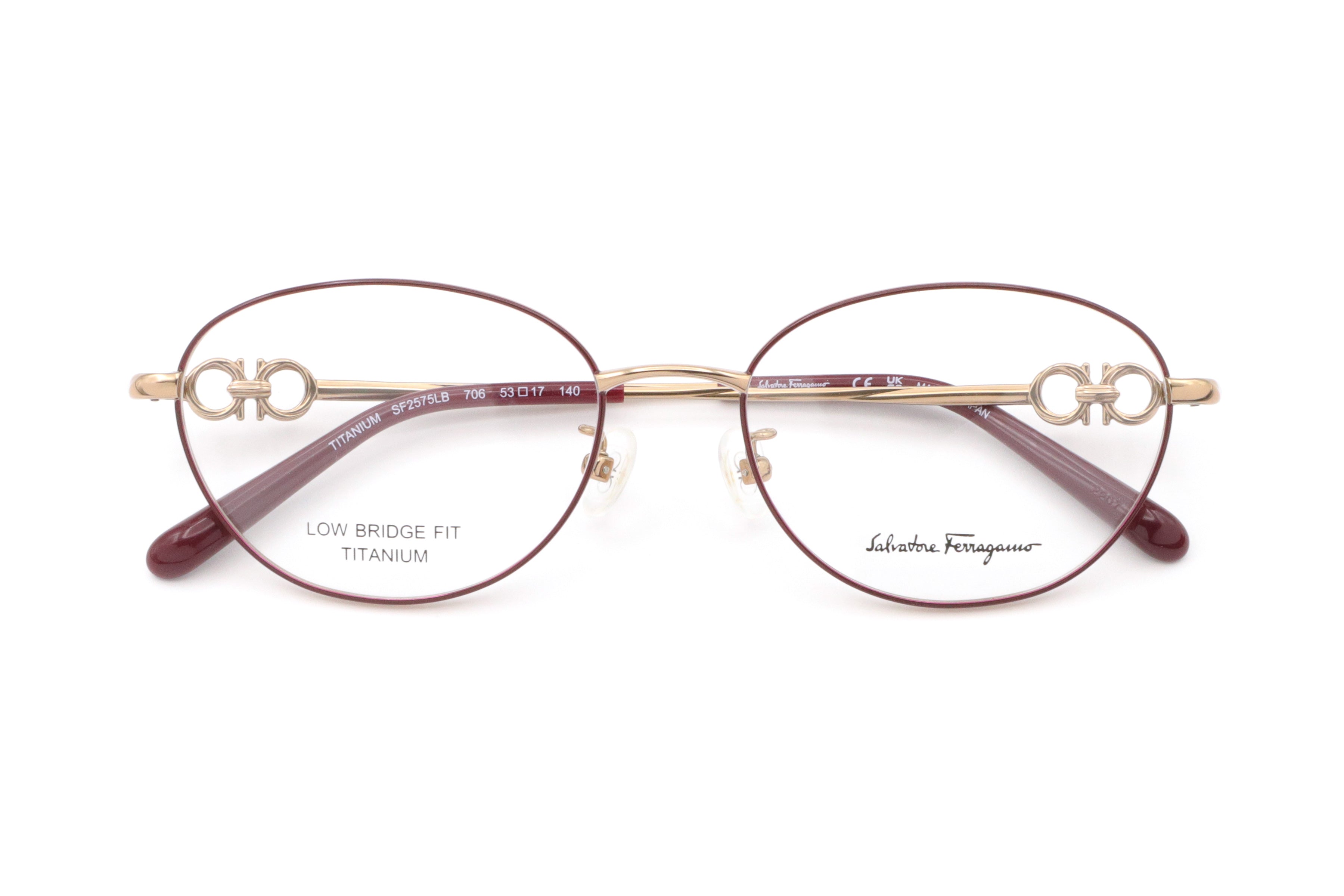 鯖江製】Ferragamo(フェラガモ) SF 2575LB-706レッド/ゴールド(53