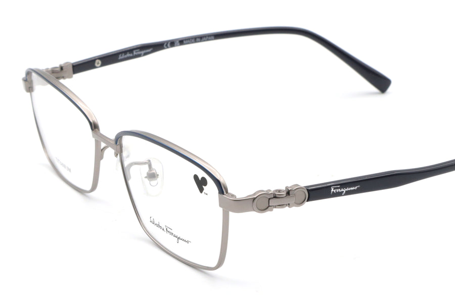 【鯖江製】Ferragamo(フェラガモ) SF 2545A-463ネイビー/マットシルバー(54)