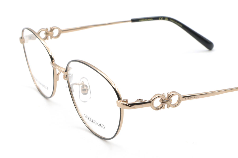 【鯖江製】Ferragamo(フェラガモ) SF 2575LB-703ブラック/ゴールド(53)