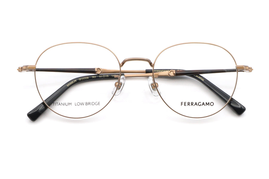 【鯖江製】FERRAGAMO(フェラガモ) SF 2550A-761ブラウンゴールド(51)