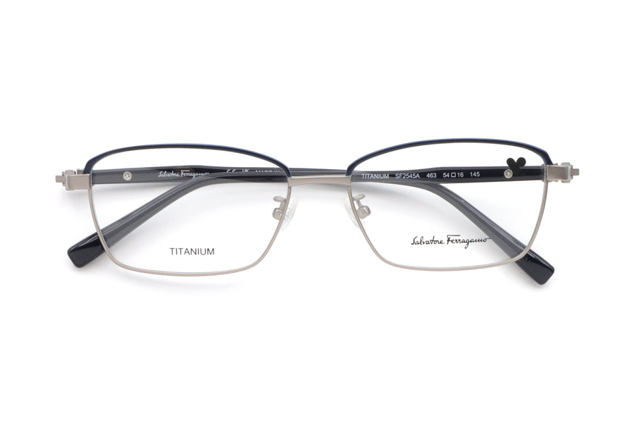 【鯖江製】Ferragamo(フェラガモ) SF 2545A-463ネイビー/マットシルバー(54)