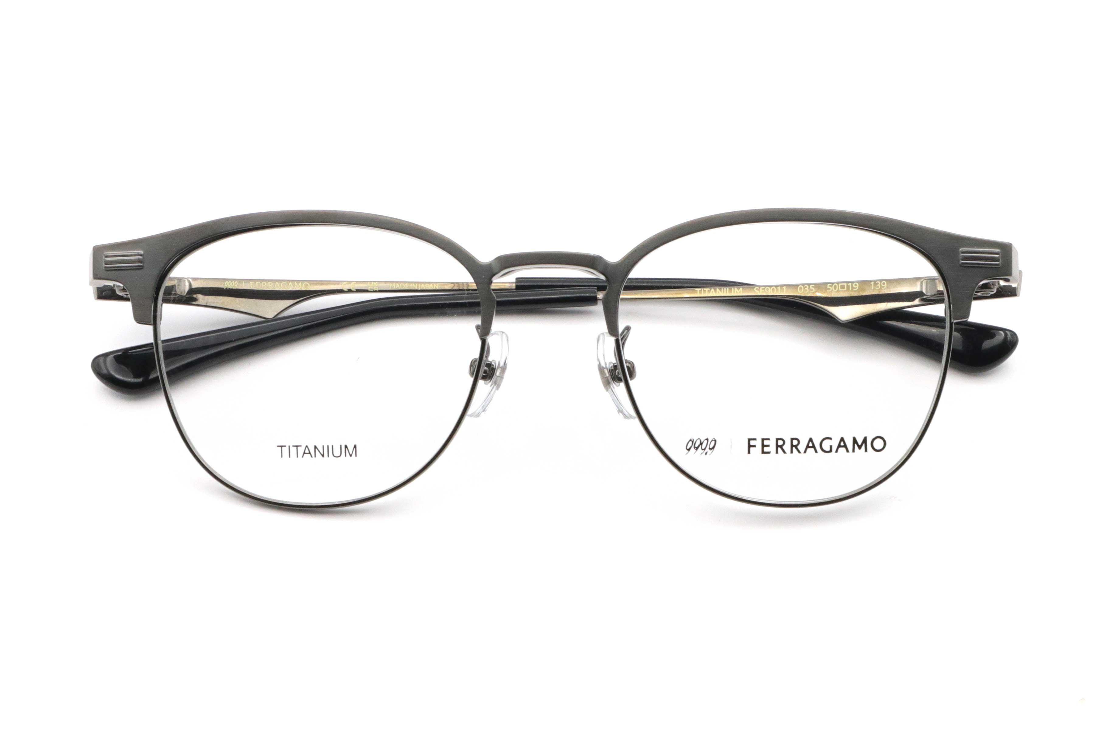 999.9×FERRAGAMO(フォーナインズ・フェラガモ) SF 9011-035アンティークグレー(50) – 武田メガネオンラインショップ