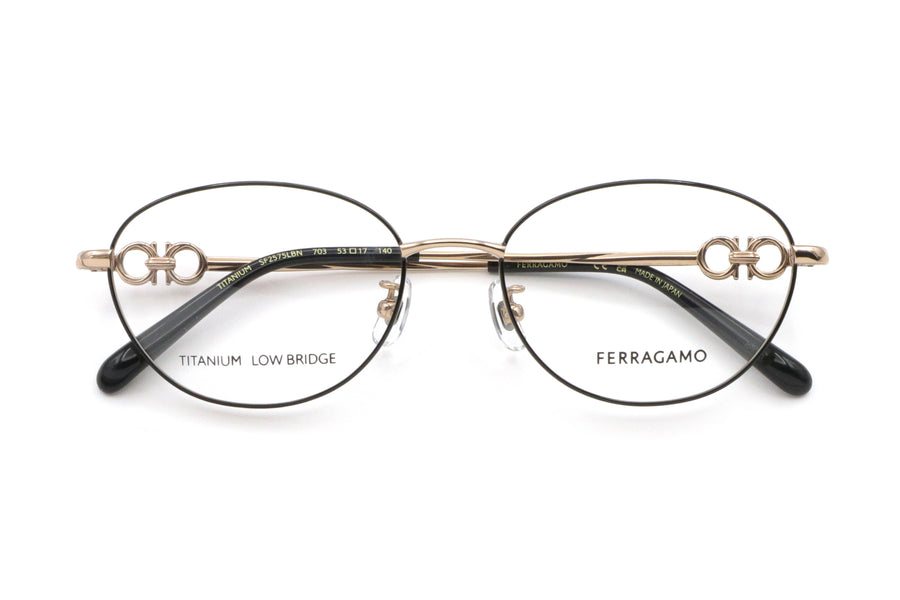 【鯖江製】Ferragamo(フェラガモ) SF 2575LB-703ブラック/ゴールド(53)