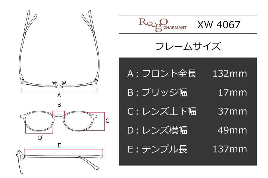 【鯖江製】Reego(リーゴ) XW 4067-PKピンク(49)