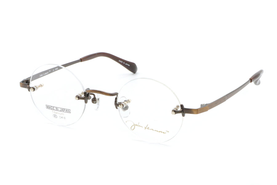 10,340円新品 度付きレンズ無料 ジョンレノン 丸眼鏡 ブラウン JL6016C4 鯖江製