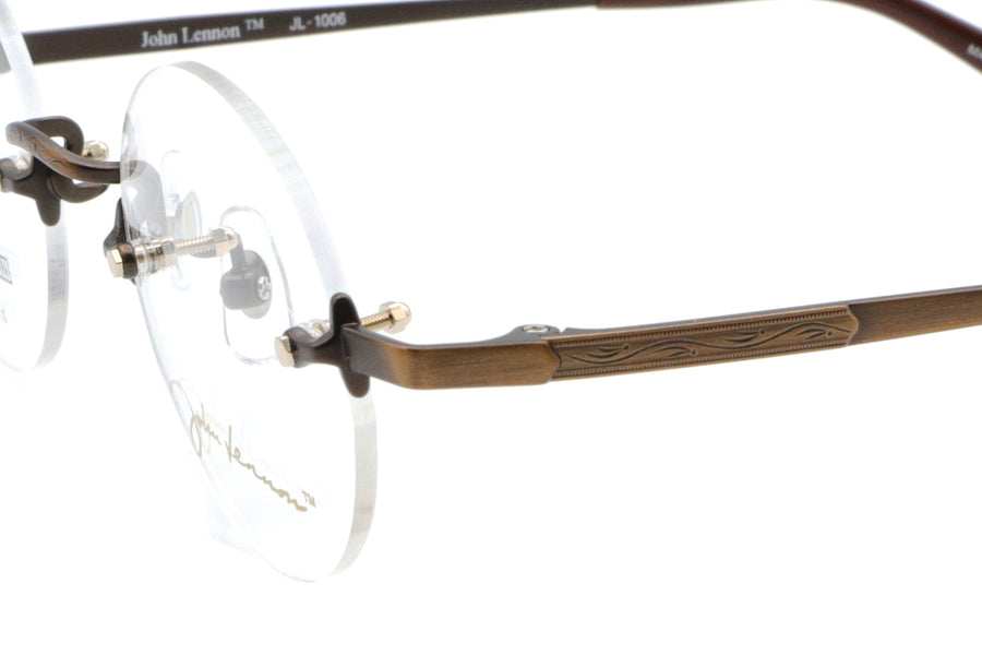 9,400円新品 度付きレンズ無料 ジョンレノン 丸眼鏡 ブラウン JL6016C4 鯖江製
